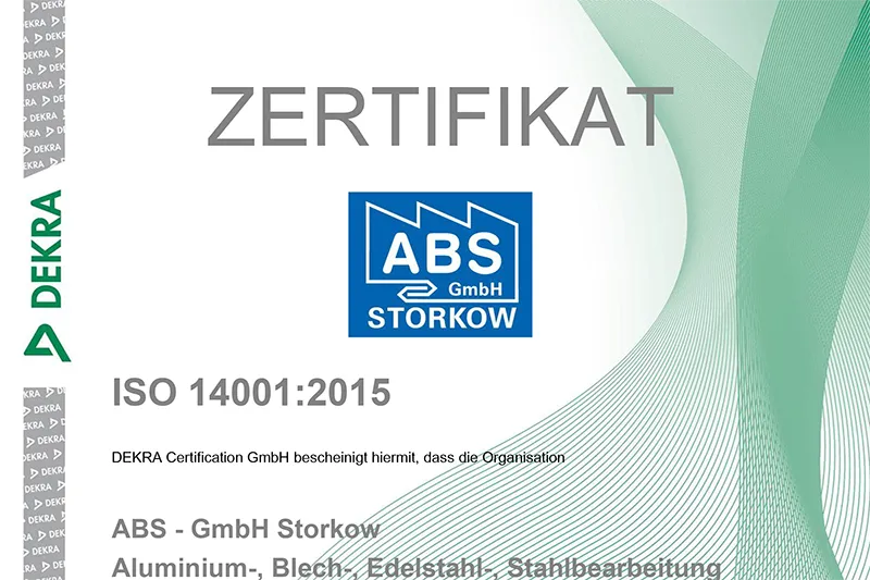 Qualitäts- und Umweltmanagementsystem zertifiziert nach DIN EN ISO 14001:2015